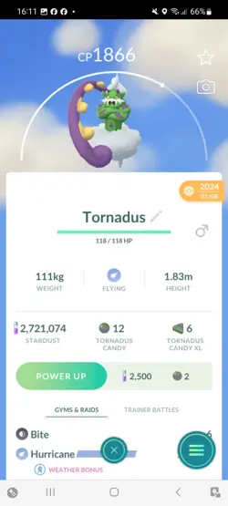 Pokemon Go Legendary Tornadus ( Normal ) - Image 1