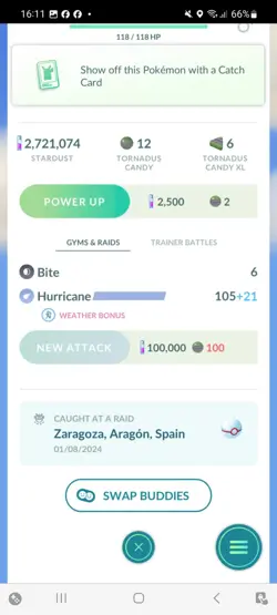 Pokemon Go Legendary Tornadus ( Normal ) - Image 2