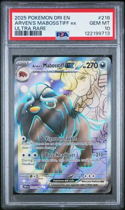 2025 Pokemon Dri EN-Destined Rivals Arven's Mabosstiff EX #218 Ultra Rare PSA 10 - Image 1