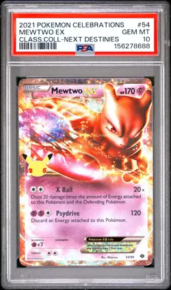 PSA 10 Mewtwo EX 54/99 Pokemon Celebrations Classic Collection 2021 GEM MINT - Image 1