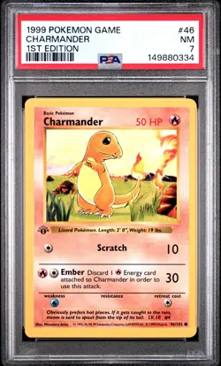 1999 POKEMON GAME 1ST EDITION #46 CHARMANDER PSA 7 - Image 1