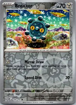Bronzor 144/197 Common Obsidian Flames Pokemon Reverse Holo Near Mint - Image 1