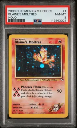 2000 POKEMON GYM HEROES HOLO #1 BLAINE'S MOLTRES PSA 8 - Image 1