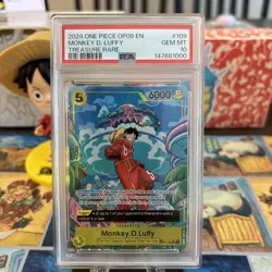2024 One Piece OP08 EN Treasure Rare #109 Monkey D Luffy PSA 10 GEM MINT - Image 1