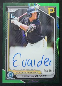 2024 BOWMAN ESMERLYN VALDEZ 1ST AUTO GREEN LAVA /99 - Image 1