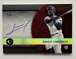 2024 Topps Diamond Icons White Polychromatink Auto Red Ink Junior Caminero #3/5 - Image 1