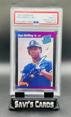 1989 DONRUSS #33 KEN GRIFFEY JR. RC RATED ROOKIE MARINERS PSA 9 DNA AUTO AUTH - Image 1