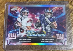 2025 Topps Chrome Cosmic Star Clusters Jaxson Dart Cam Skattebo SC-14 Giants RC - Image 1
