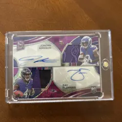 2023 Panini Spectra Dual Patch Auto RC Zay Flowers Jordan Addison RPA Rookie /30 - Image 2