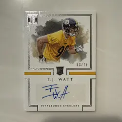 2017 Panini Impeccable TJ Watt Rookie Auto Autograph 53/75 Pittsburgh Steelers - Image 1