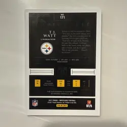 2017 Panini Impeccable TJ Watt Rookie Auto Autograph 53/75 Pittsburgh Steelers - Image 2