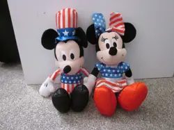 Mickey and Minnie Mouse Fourth of July Plush Set Dressed In Patriotic Outfit 11” - Image 1