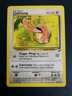 Pokemon Card Lickitung 48/130 Base Set 2 Uncommon WOTC - Image 1