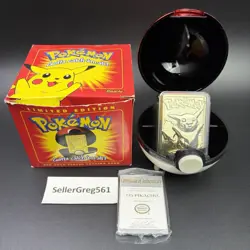 1999 Pokemon 23K Gold Plated PIKACHU Card BK Limited Edition w/ Pokeball & COA - Image 1