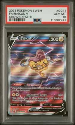 Pokemon Card Raikou V Gg41/gg70 PSA 10 Sword Shield Crown Zenith *2 - Image 1