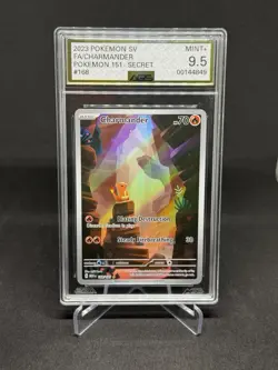 AGS Mint + 9.5 SV 151 Charmander Holo Secret Rare Card 168/165 - Image 1