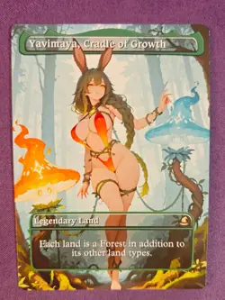 Yavimaya Cradle of Growth Rabbit MTG Fan Art Anime Test Card - Image 1