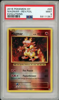 2016 Pokemon XY Evolutions Magmar Reverse Foil Holo #20 PSA 9 - Image 1