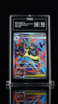 Mega Lucario EX 160/132 Ultra Rare Mega Base Set Pokemon Tag 10 Gem Mint - Image 1