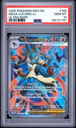 Pokemon TCG Mega Evolutions Mega Lucario EX Full Art 160/132 PSA 10 - Image 1