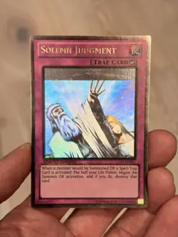 Yugioh Misprint Foil Shift GLD5 Solemn Judgment Ghost Gold Rare MP - Image 1