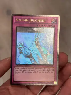 Yugioh Misprint Foil Shift GLD5 Solemn Judgment Ghost Gold Rare MP - Image 3
