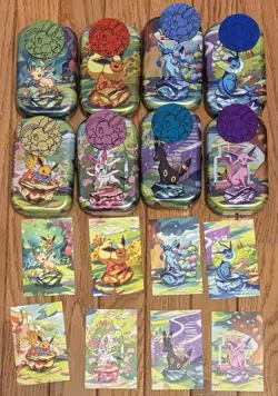 Pokemon Prismatic Evolutions Mini Tins Complete Set (Empty+coins+card art+holo) - Image 2