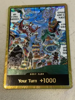 One Piece OP14 textured foil gold Don!! Card Egghead, The Azure Sea's Seven - Image 1