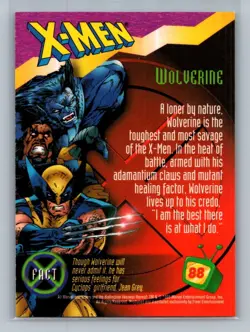 1995 Fleer ULTRA Fox Kids Network / Wolverine #88 / Trading Card / X-Men - Image 2