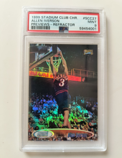 1999 Topps Stadium Club Chrome Previews Allen Iverson #SCC27 POP 1 PSA 9 - Image 1
