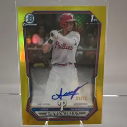 2026 Bowman Chrome 1st Yellow Refractor Auto /75 Anderson Araujo Phillies CPA-AA - Image 1