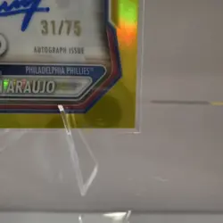 2026 Bowman Chrome 1st Yellow Refractor Auto /75 Anderson Araujo Phillies CPA-AA - Image 4