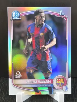 Ebrima Tunkara 2025-26 Topps Chrome UEFA UCC Bowman 1st Refractor Barcelona - Image 1