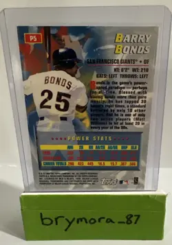 2000 Topps - Power Players Barry Bonds #P5 Limited Edition + FREE 🎁 - Image 2