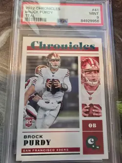 Panini 2022 Chronicles Brock Purdy RC Teal #41 PSA 9 San Francisco 49ers - Image 1