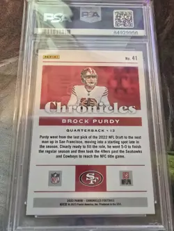 Panini 2022 Chronicles Brock Purdy RC Teal #41 PSA 9 San Francisco 49ers - Image 2