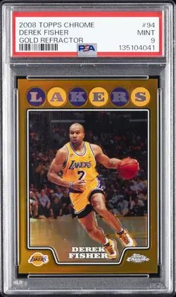 2008 TOPPS CHROME GOLD REFRACTOR #94 DEREK FISHER 40/50 PSA 9 - Image 1