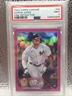 2023 Topps Chrome Aaron Judge #62 Pink Refractor PSA 9 Baseball MLB Yankees - Image 1