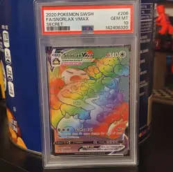 Pokemon 2020 Snorlax VMAX Secret Rare Holo 206/202 SWSH01 PSA 10 EN - Image 1