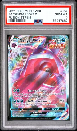 2021 POKEMON SWORD & SHIELD FUSION STRIKE #157 FULL ART/GENGAR VMAX PSA 10 - Image 1