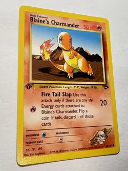 Blaine’s Charmander 60/132 1st Edition Gym Heroes Pokemon Card LP - Image 3