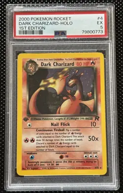 2000 Pokemon Team Rocket Dark Charizard 4/82 Holo 1st Edition - PSA 5 - Image 1