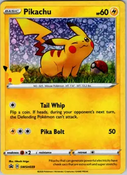 PIKACHU SWSH039 HOLO SWORD & SHIELD PROMO POKEMON HOLO NEAR MINT - Image 1