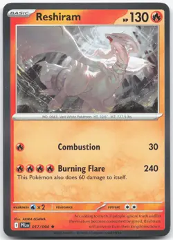 RESHIRAM 017/094 Phantasmal Flames Pokemon Holo Rare Near Mint - Image 1
