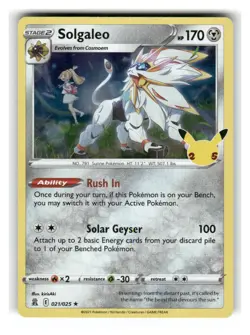 Solgaleo 021/025 Holo Rare Celebrations Pokemon Near Mint - Image 1