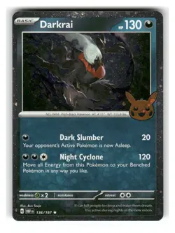 Darkrai (Cosmos Holo) 136/197 Holo Rare Trick or Trade BOOster 2024 Pokemon NM - Image 1