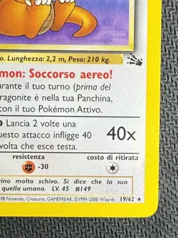 Dragonite Italian Fossil 19/62 LP Vintage WoTC Pokemon TCG - Image 5