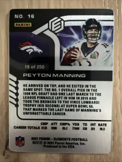 2021 Panini Elements - Peyton Manning #16 Gold 18/250 Jersey Match - Image 2