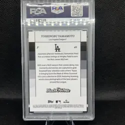 YOSHINOBU YAMAMOTO (RC) 2024 Topps Black & White #49 Dodgers PSA 10 GEM MINT - Image 3