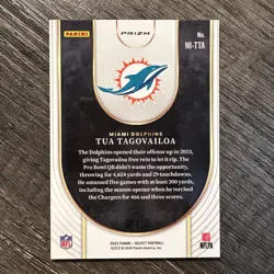 Tua Tagovailoa 2023 Panini Select #NI-TTA Neon Icons Gold Prizm 04/10 Dolphins - Image 2